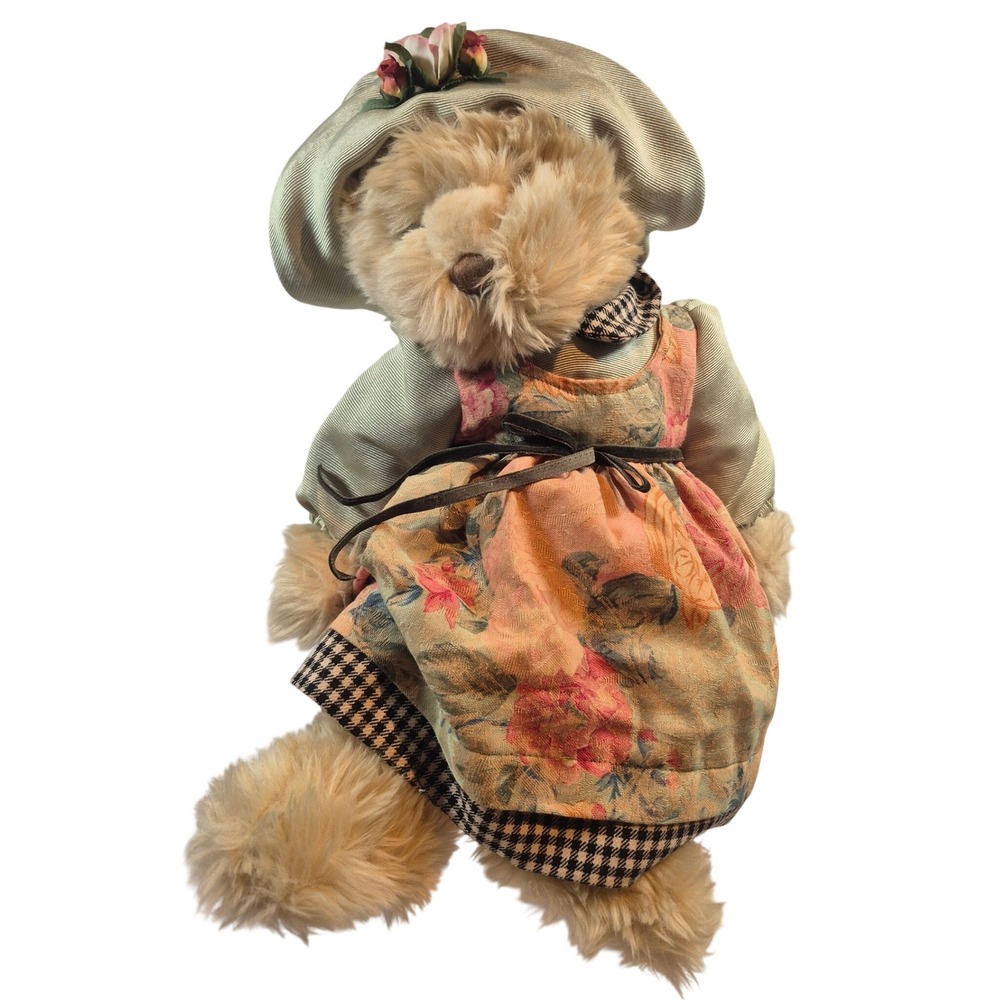 Russ Berrie Miss Mayberry Teddy Bear Floral Dress 17" Plush Stuffed Animal w Tag